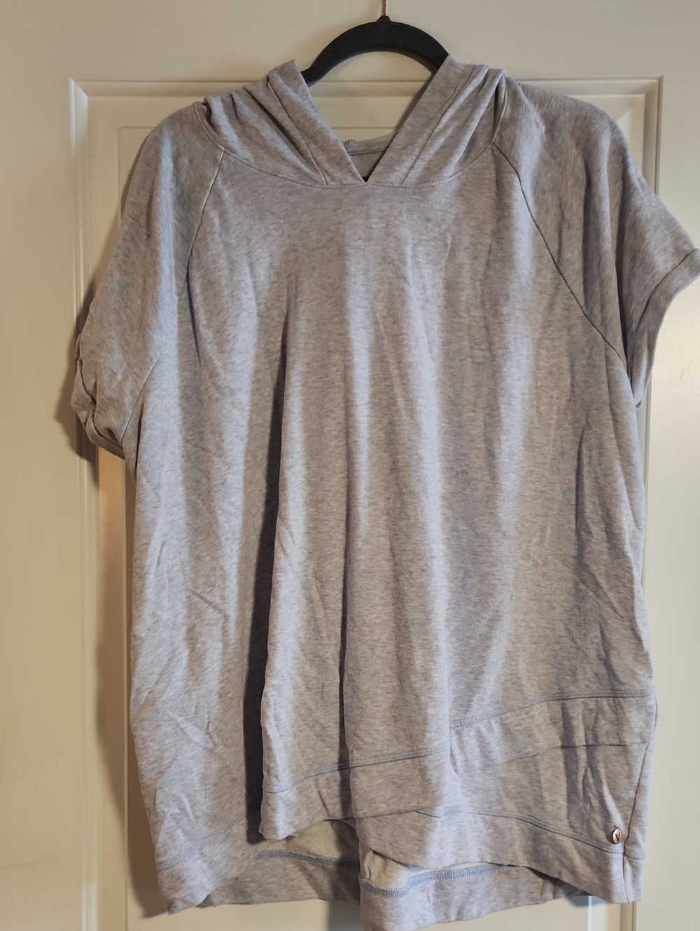 Lane Bryant Light Heather Gray Short-Sleeve Hooded Top